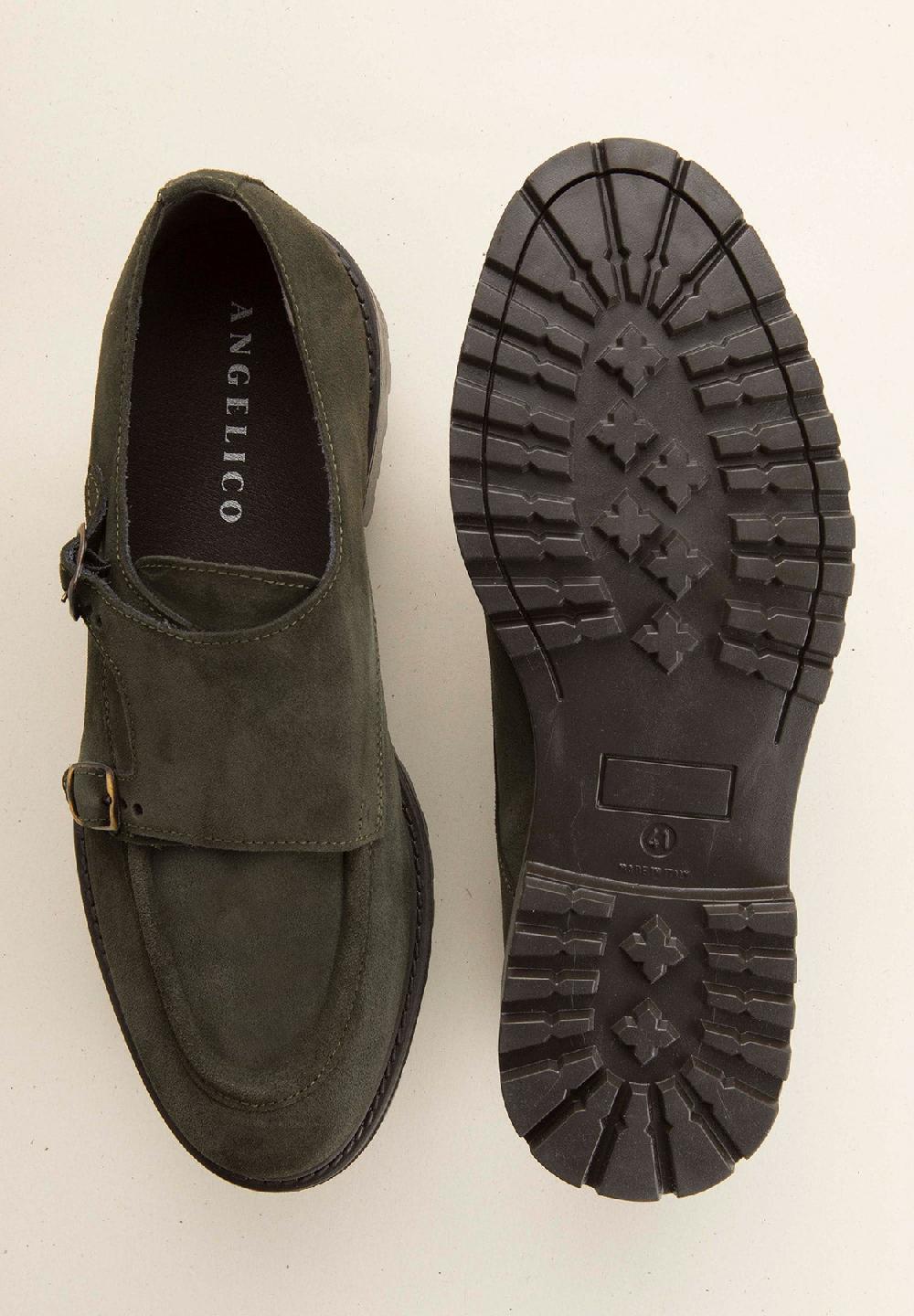 Angelico Monk doppia fibbia verde camoscio Ritorno libero