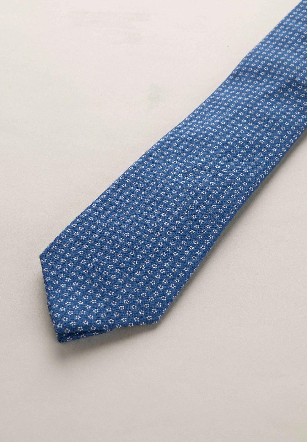 Angelico Cravatta bluette microdisegno seta cotone Promozione temporanea