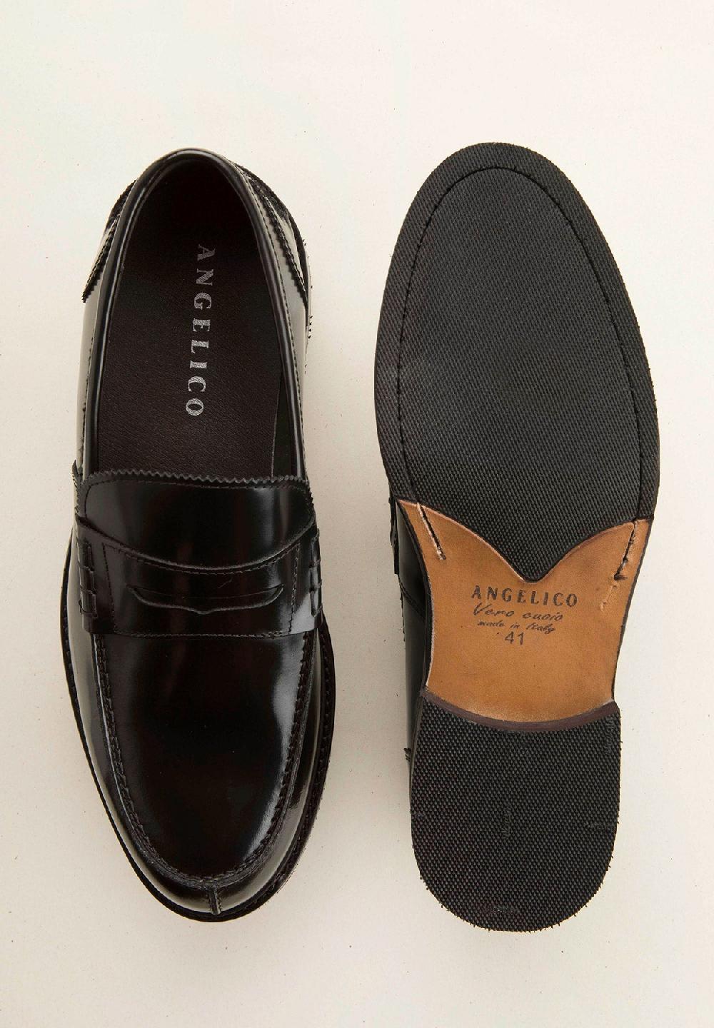Angelico Mocassino nero pelle abrasivata Fino al 50% di sconto