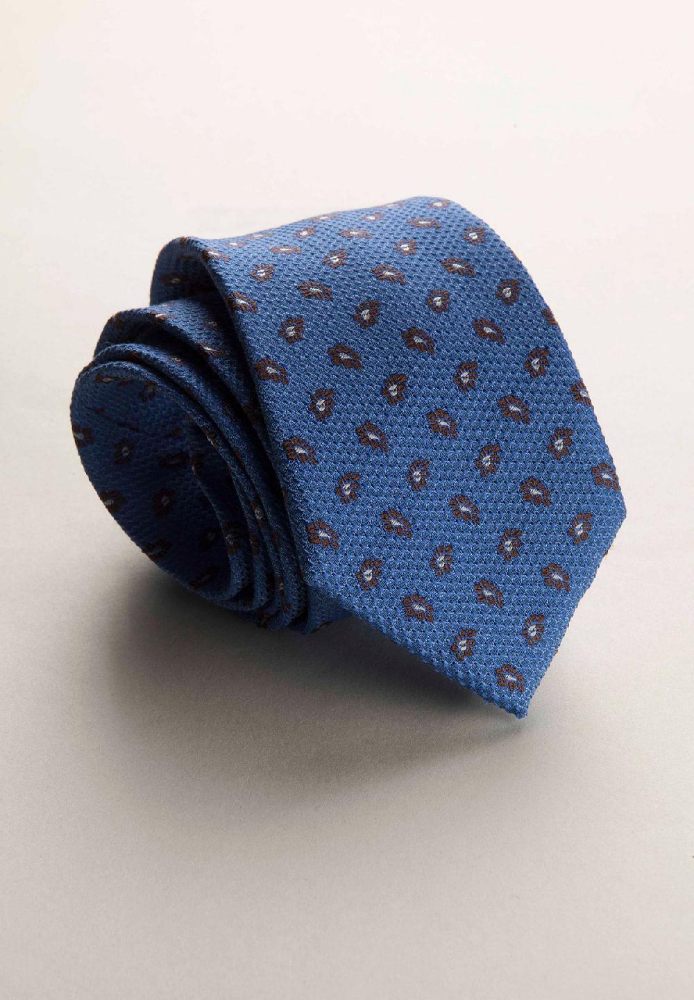 Angelico Cravatta celeste microdisegno fiorato seta cotone Only for today