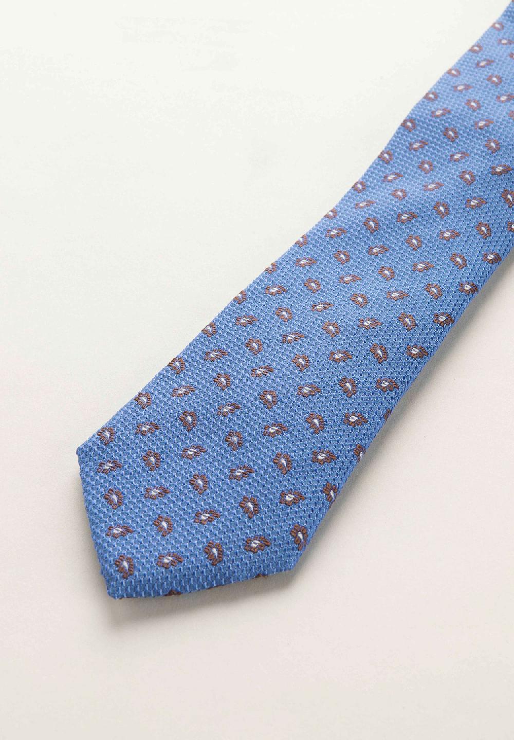 Angelico Cravatta celeste microdisegno fiorato seta cotone Only for today