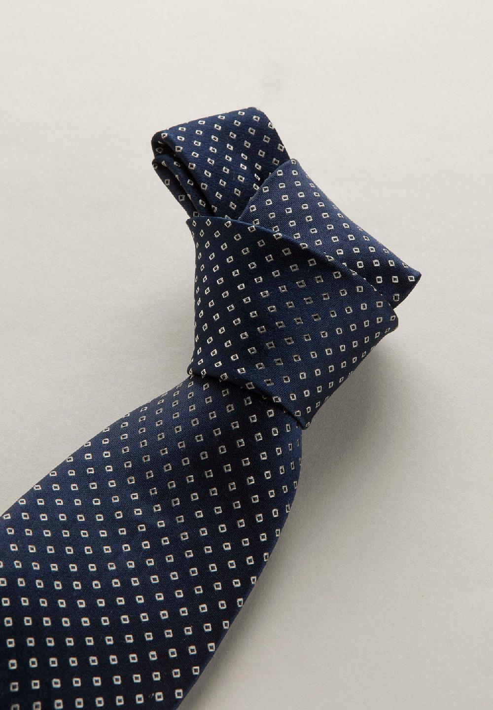 Angelico Cravatta blu navy microdisegno seta Fino al 55% di sconto