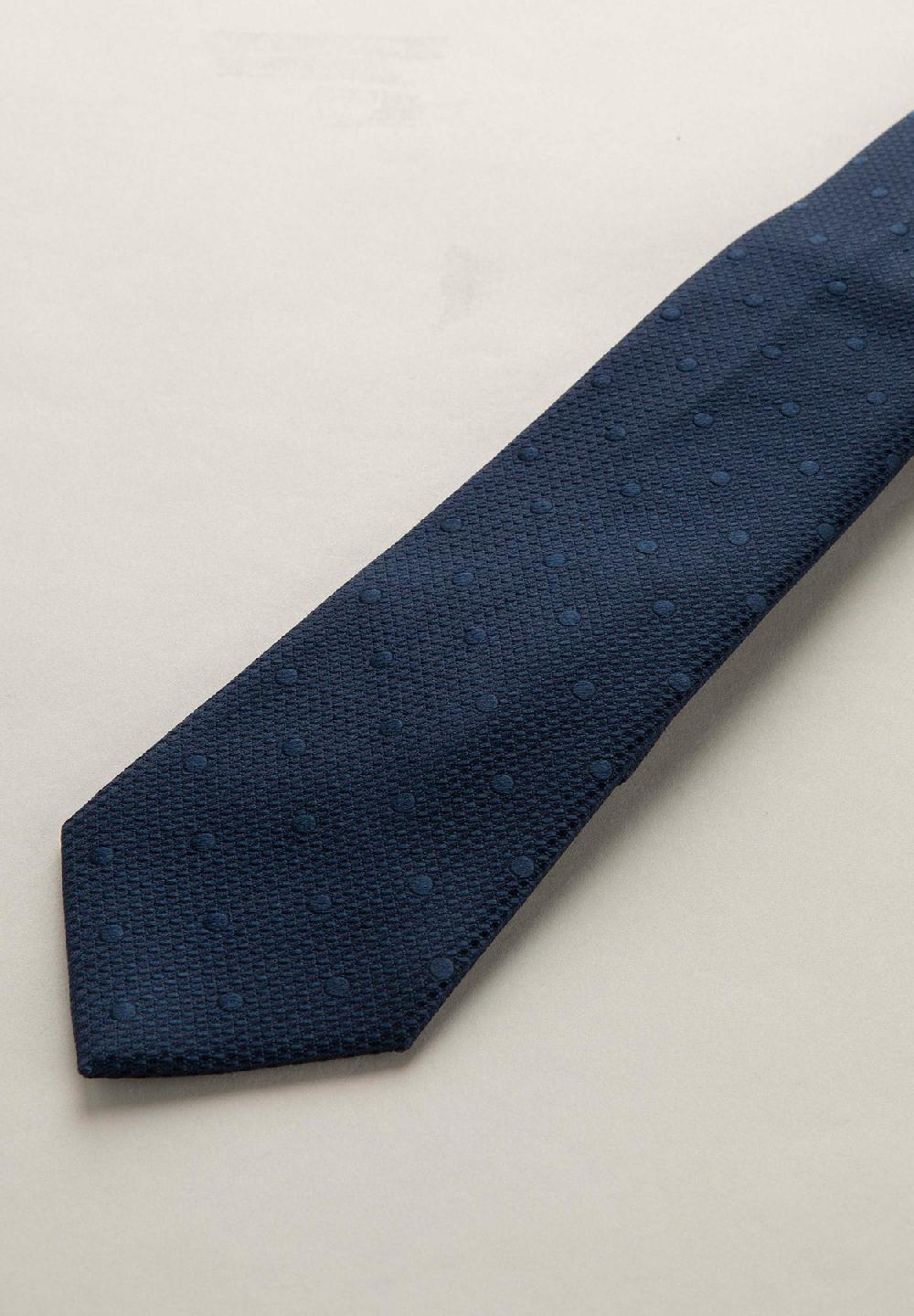 Angelico Cravatta blu pois seta armaturata In vendita