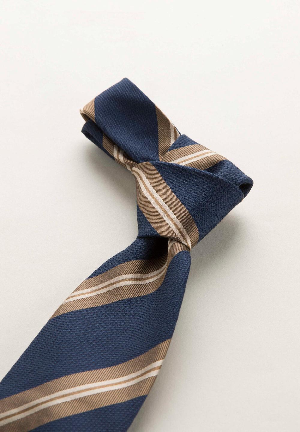 Angelico Cravatta blu nocciola regimental seta cotone Italia