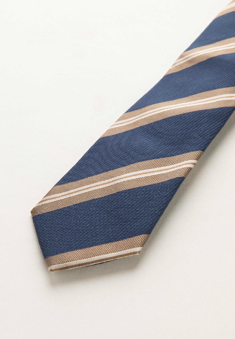 Angelico Cravatta blu nocciola regimental seta cotone Italia
