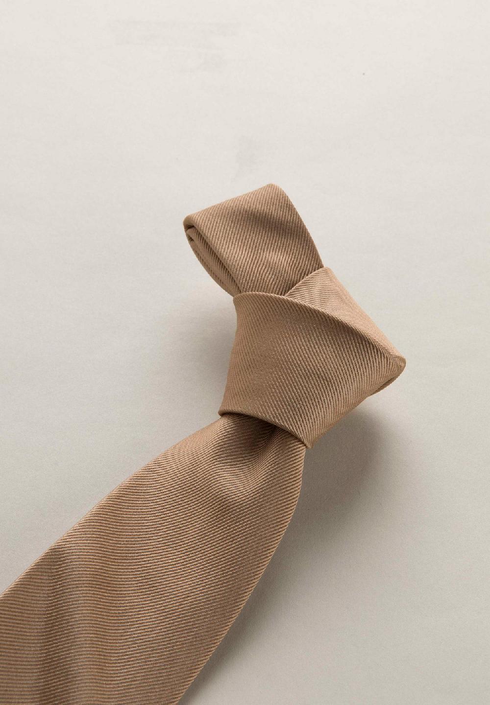 Angelico Cravatta beige seta unita Qualità