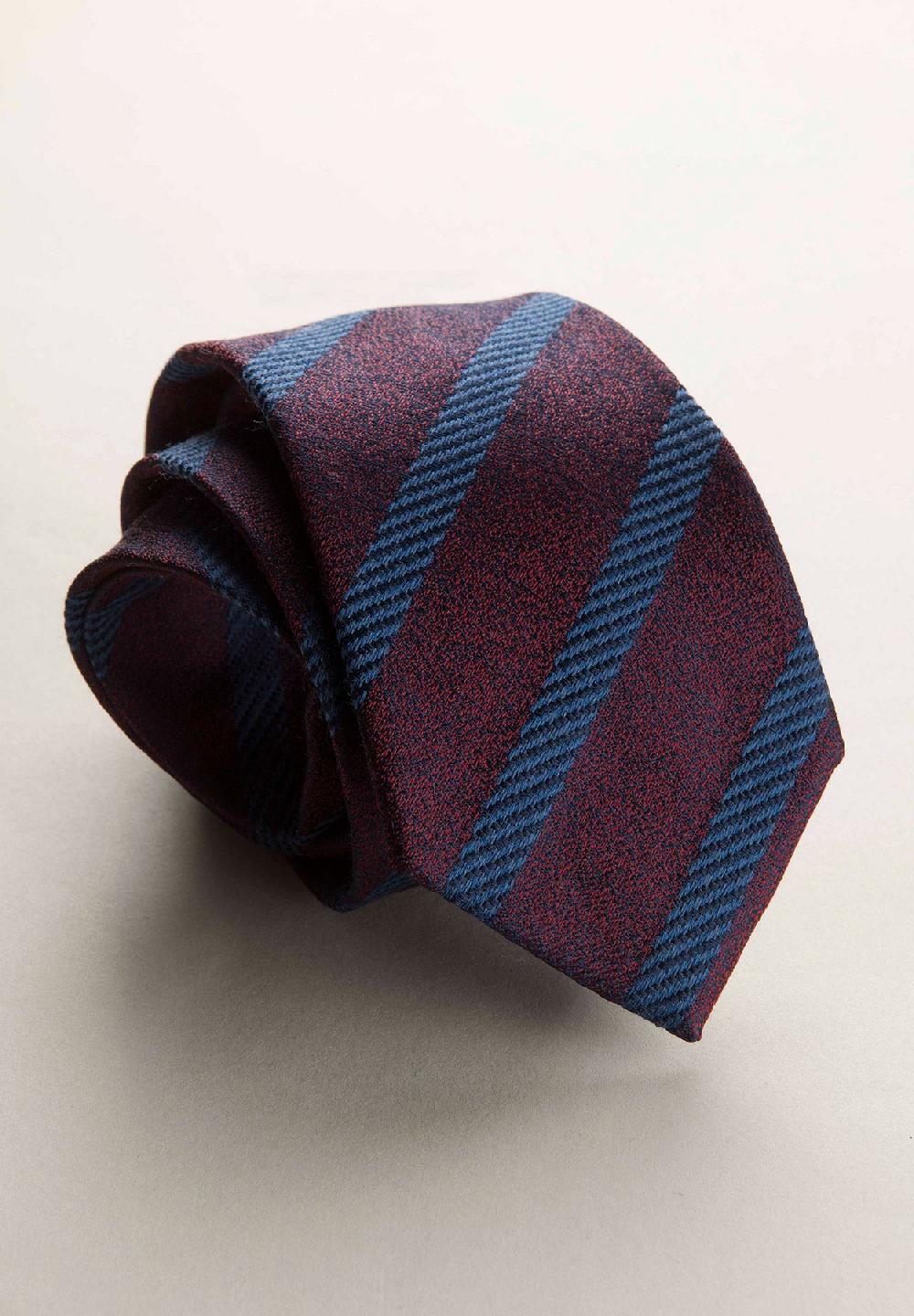 Angelico Cravatta blu bordeaux regimental effetto lana Acquista Ora