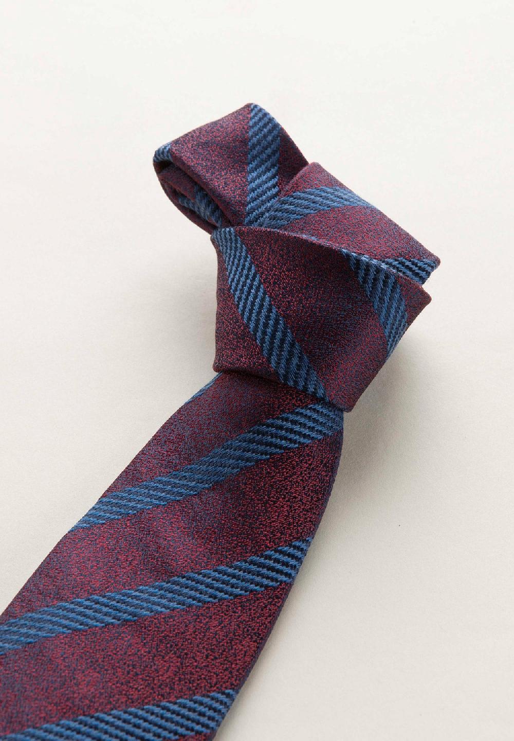 Angelico Cravatta blu bordeaux regimental effetto lana Acquista Ora