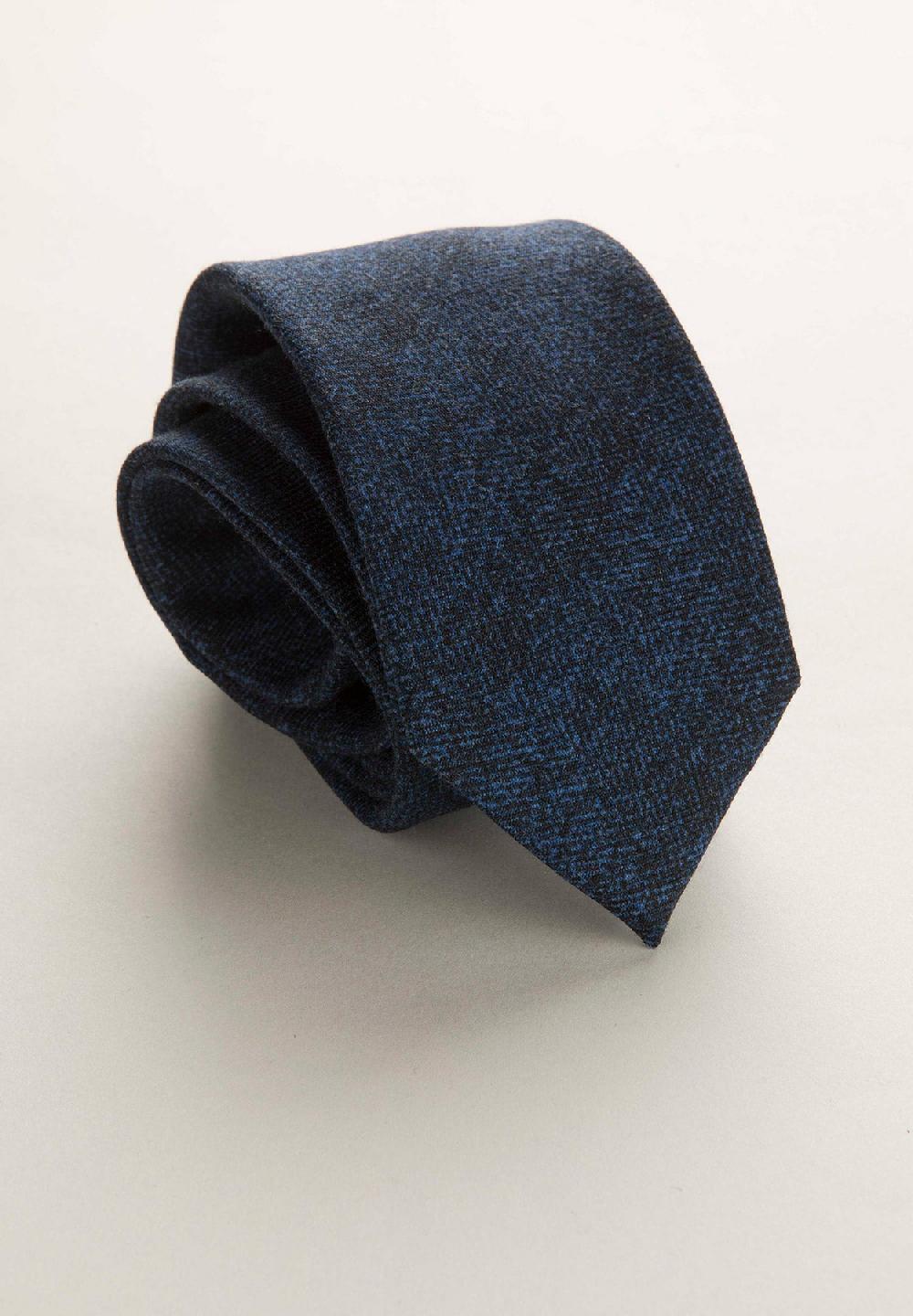 Angelico Cravatta blu scura melange lana Consegna Veloce