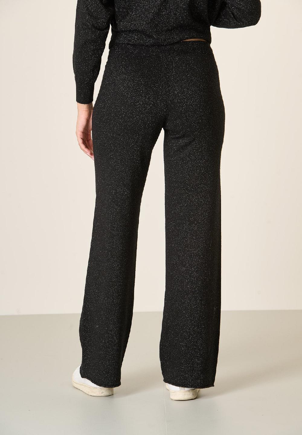 Angelico Pantalone nero lurex in maglia con coulisse Shopping Online