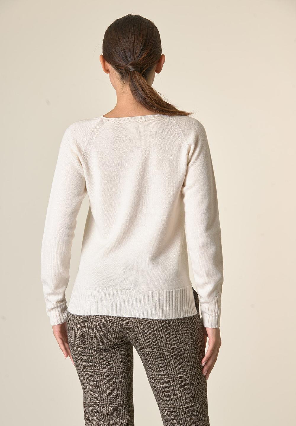 Angelico Cardigan ecrù lana merinos manica raglan Sconto