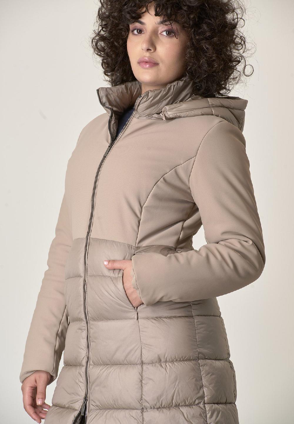 Angelico Piumino beige bi-tessuto trapuntato lunghezza media Online