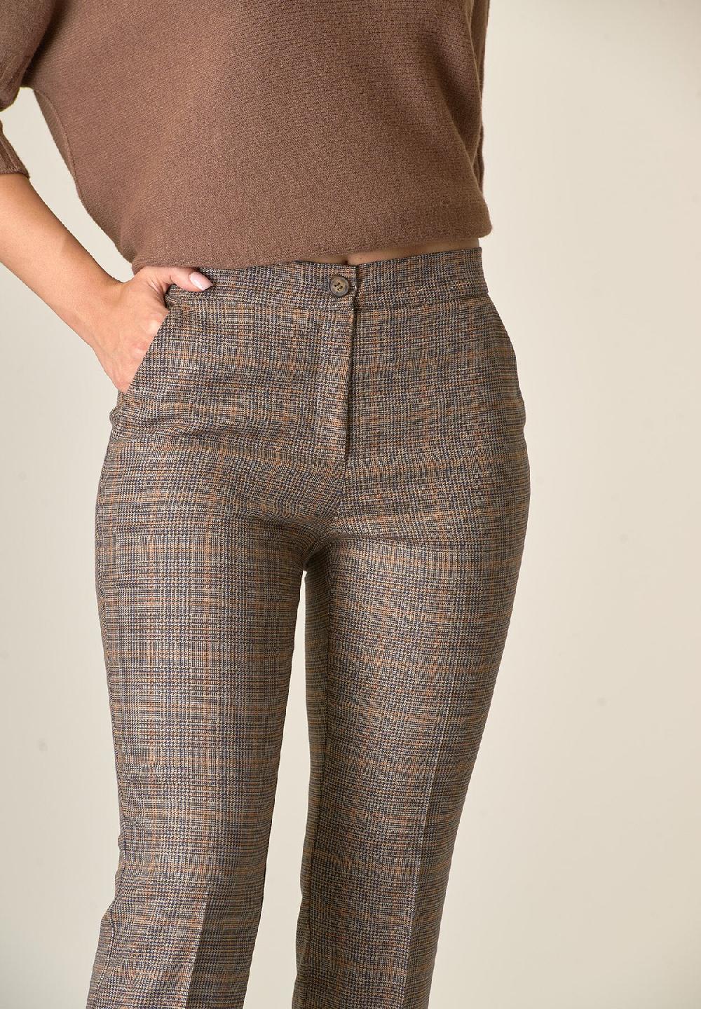 Angelico Pantalone marrone Principe di Galles con risvolto Hotsell