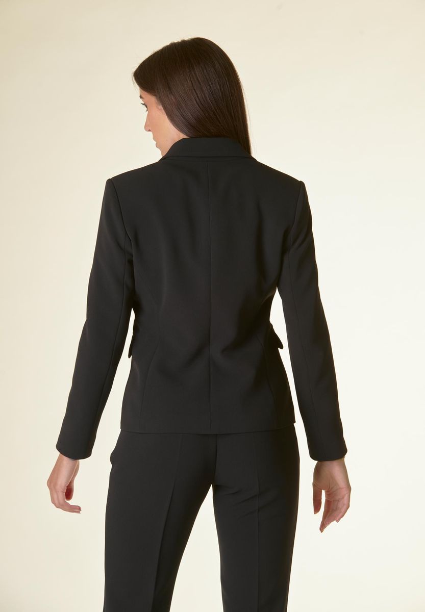 Angelico Giacca nera 1 bottone crepe sciancrata Saldi Di Fabbrica