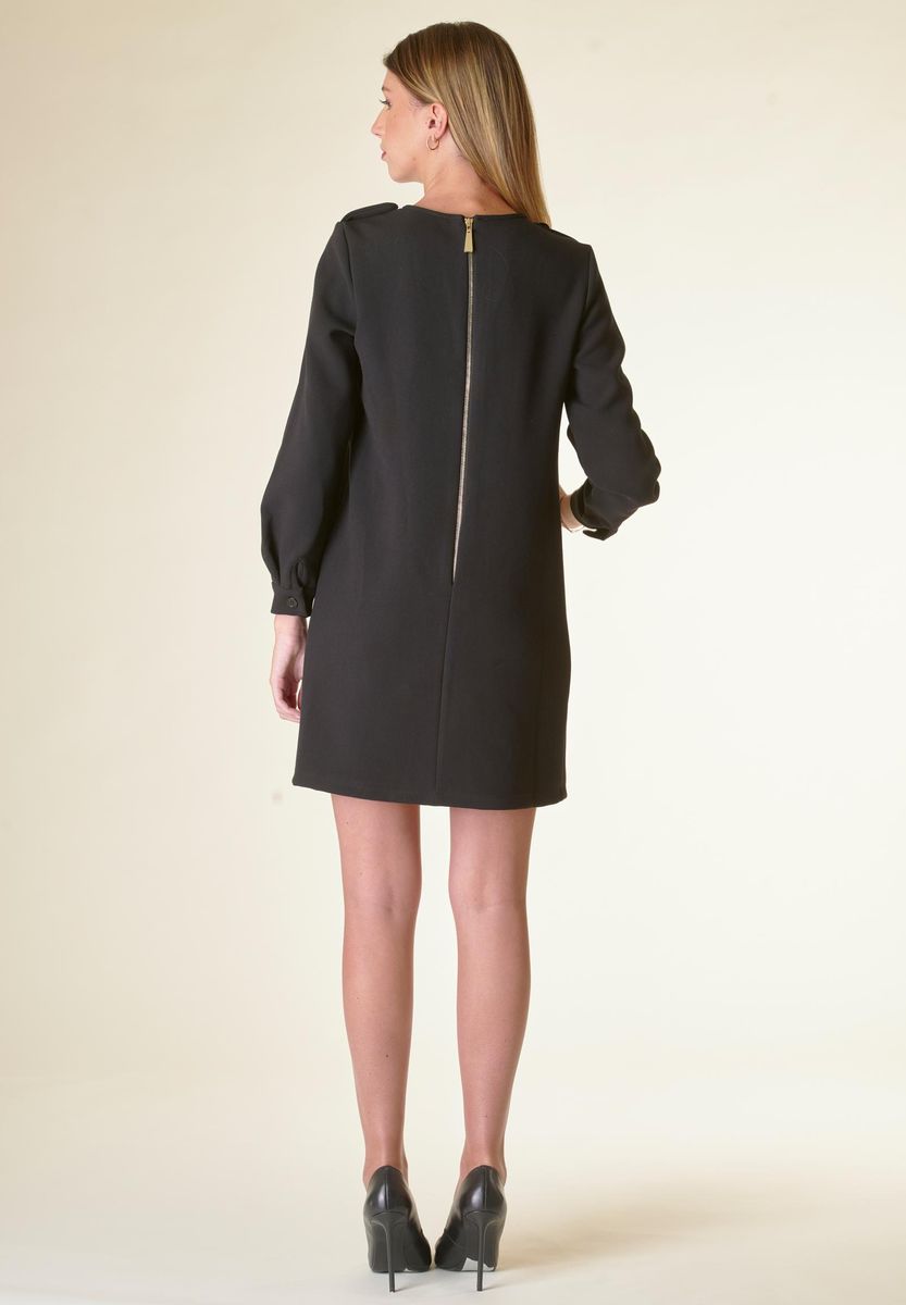 Angelico Vestito nero corto crepe con taschini I Più Venduti