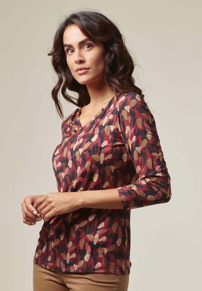 Angelico Blusa vinaccia-beige fantasia foliage Negozio online di fabbrica
