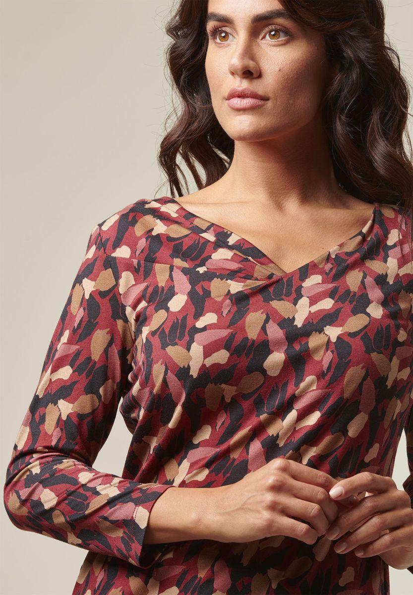 Angelico Blusa vinaccia-beige fantasia foliage Negozio online di fabbrica