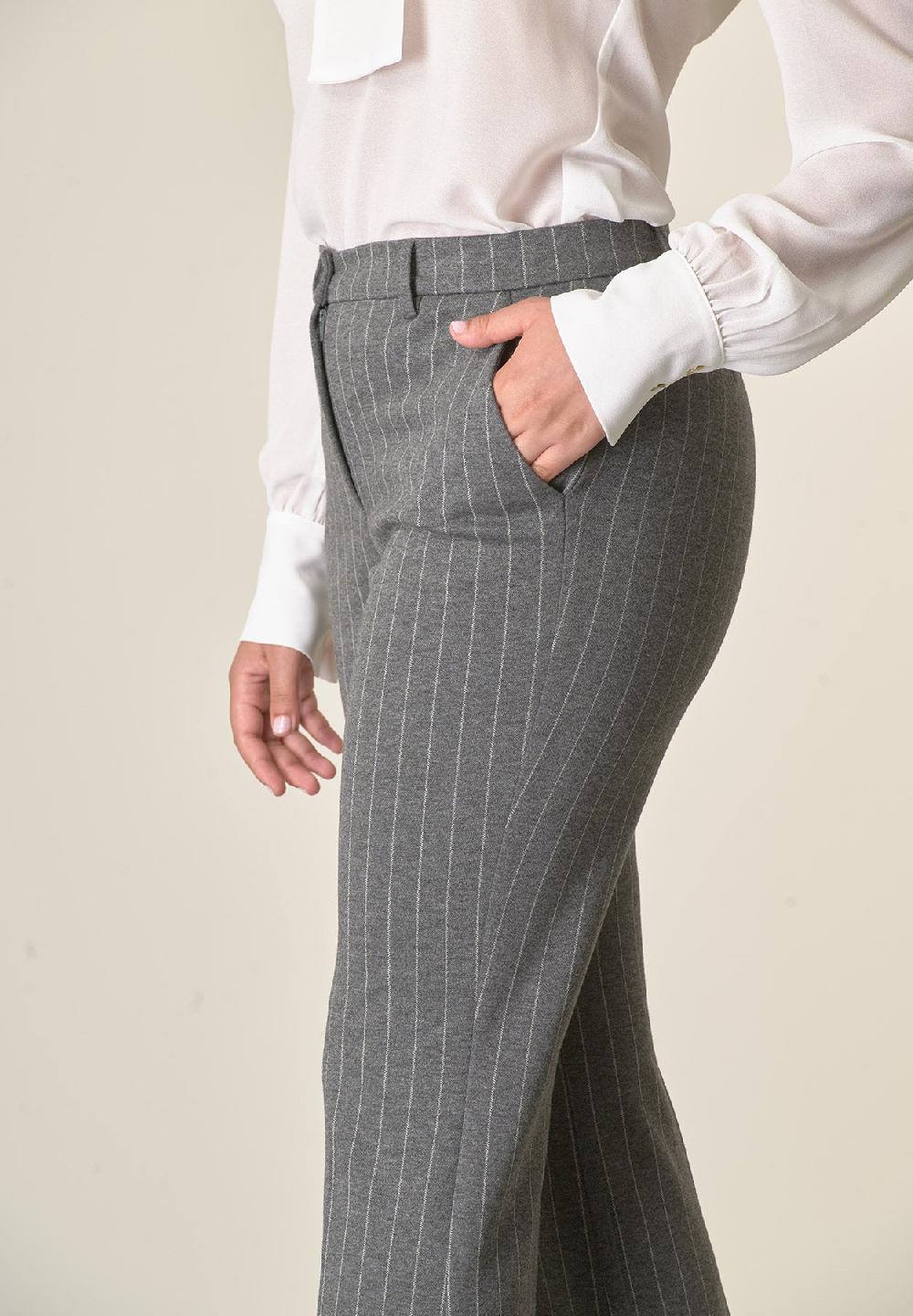 Angelico Pantalone grigio scuro gessato zampa Prezzo di fabbrica