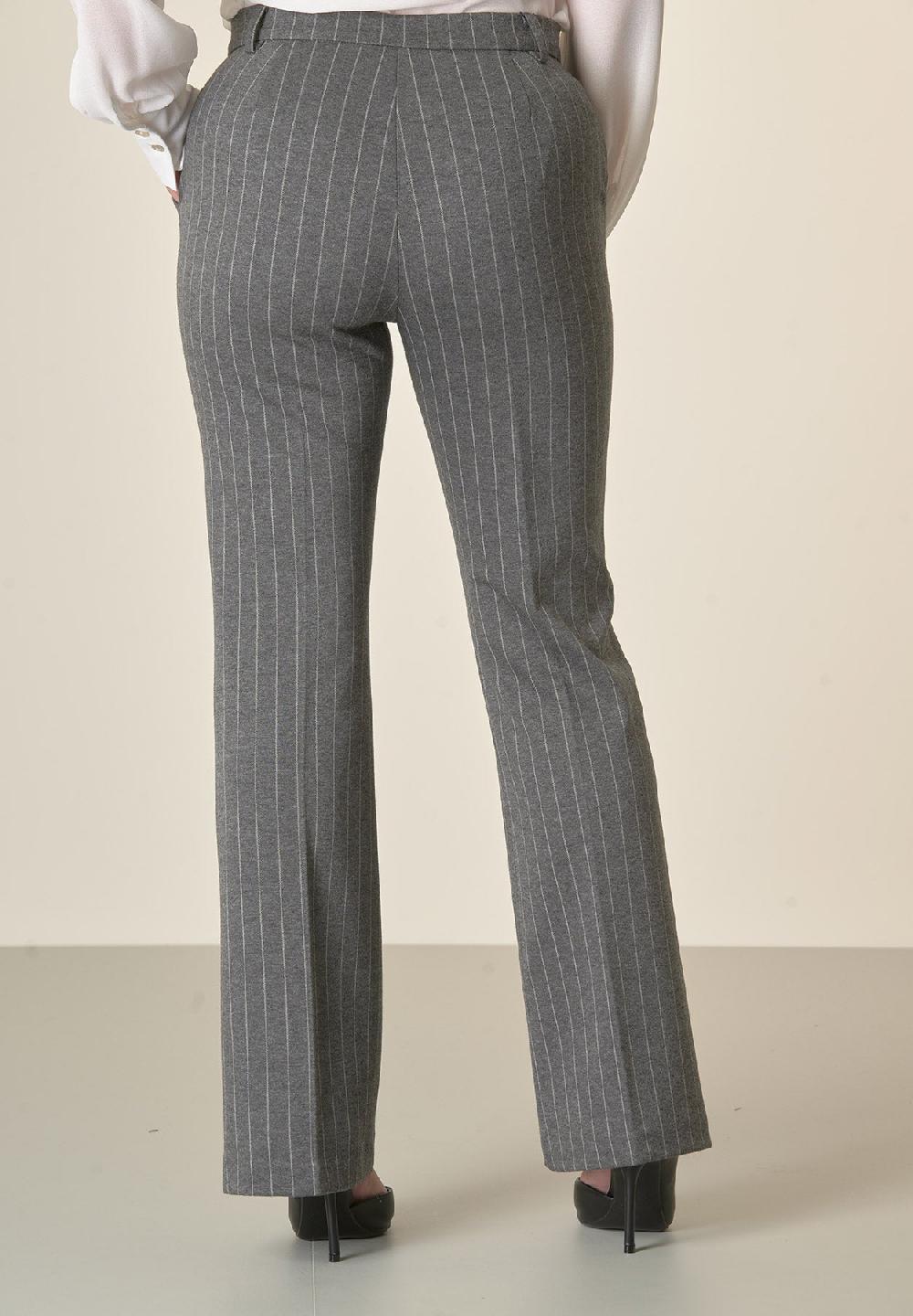 Angelico Pantalone grigio scuro gessato zampa Prezzo di fabbrica