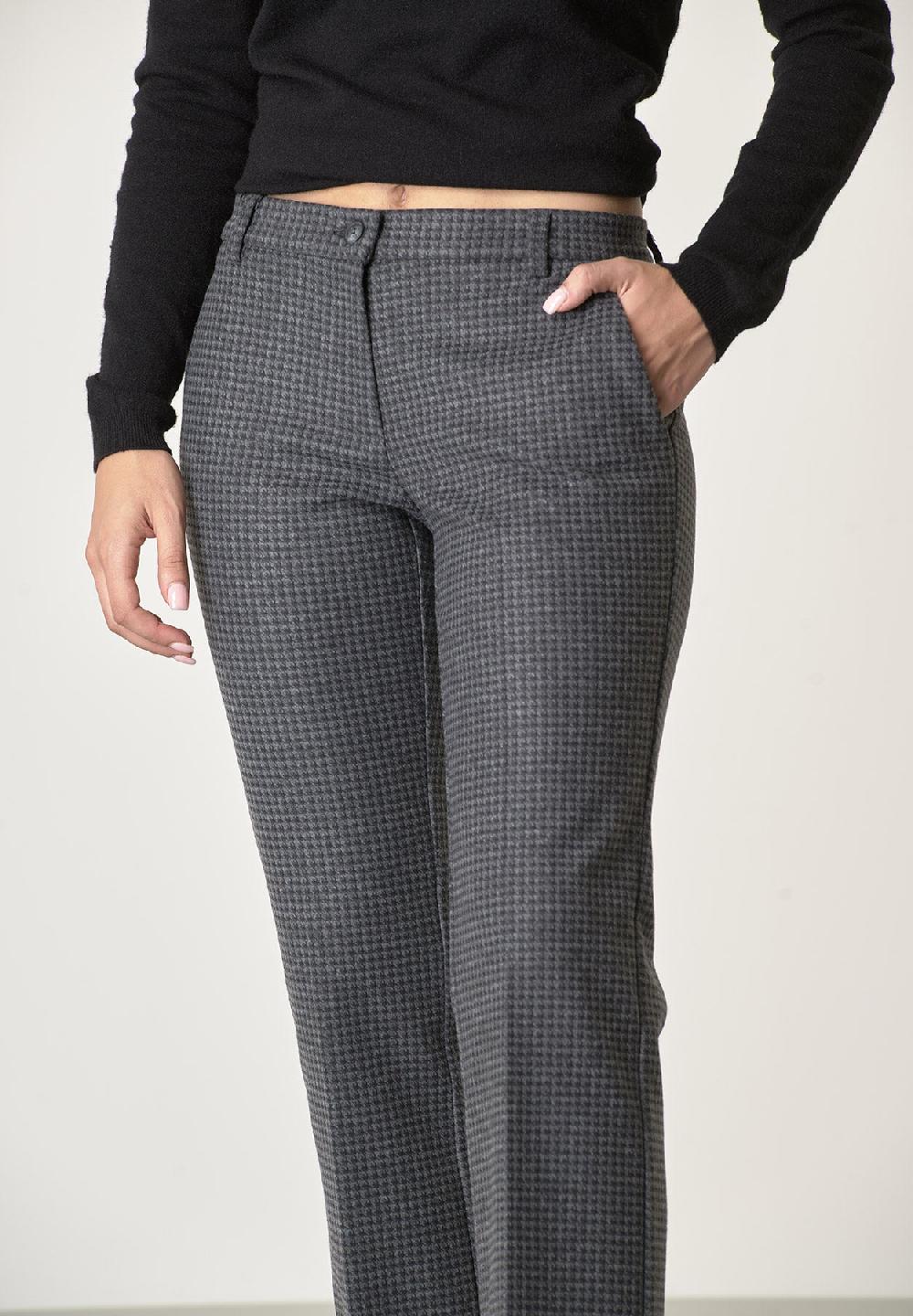 Angelico Pantalone grigio scuro fantasia rombi con risvolto Grande vendita
