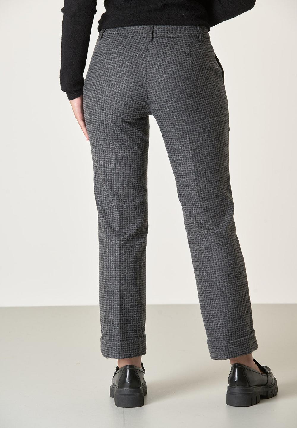Angelico Pantalone grigio scuro fantasia rombi con risvolto Grande vendita