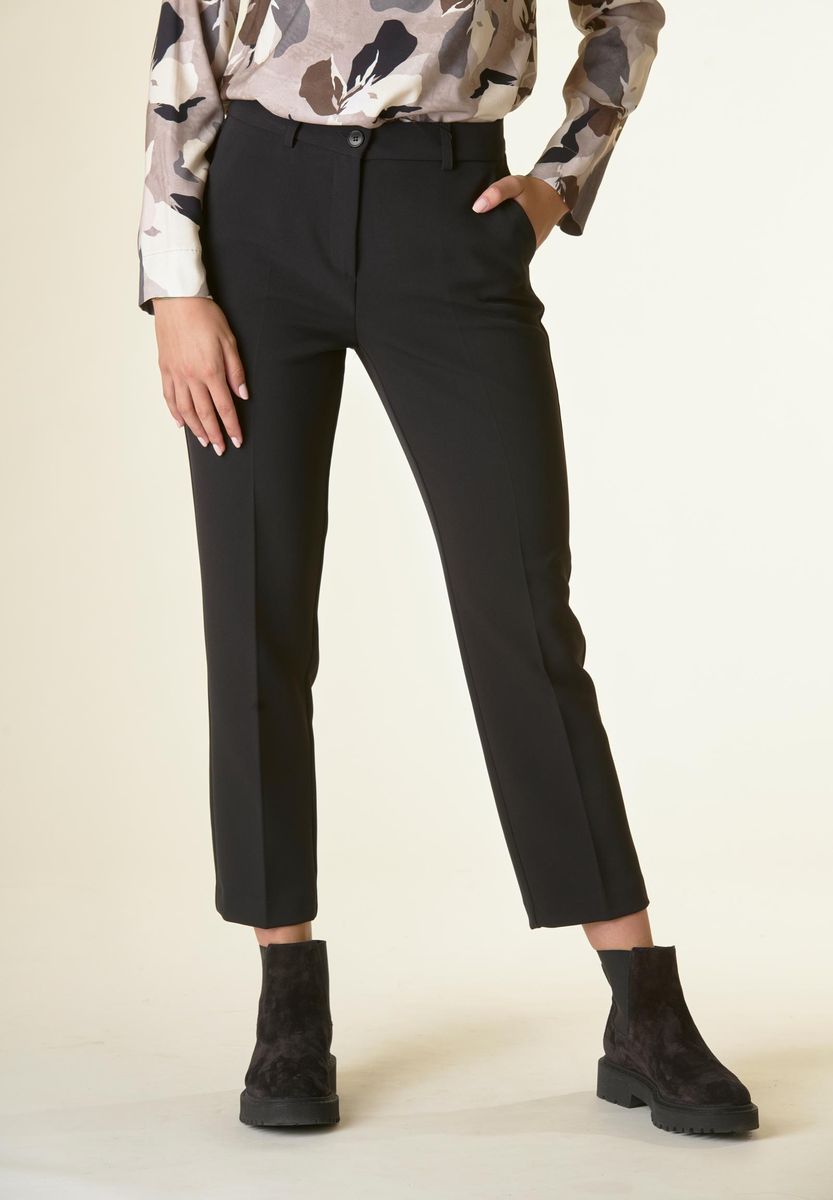 Angelico Pantalone nero crepe sigaretta Flash Sale