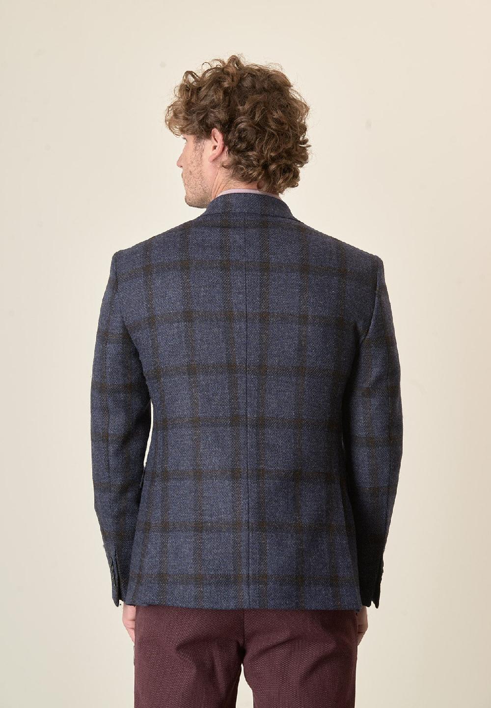 Angelico Giacca blu Galles lana vergine custom fit Shopping online
