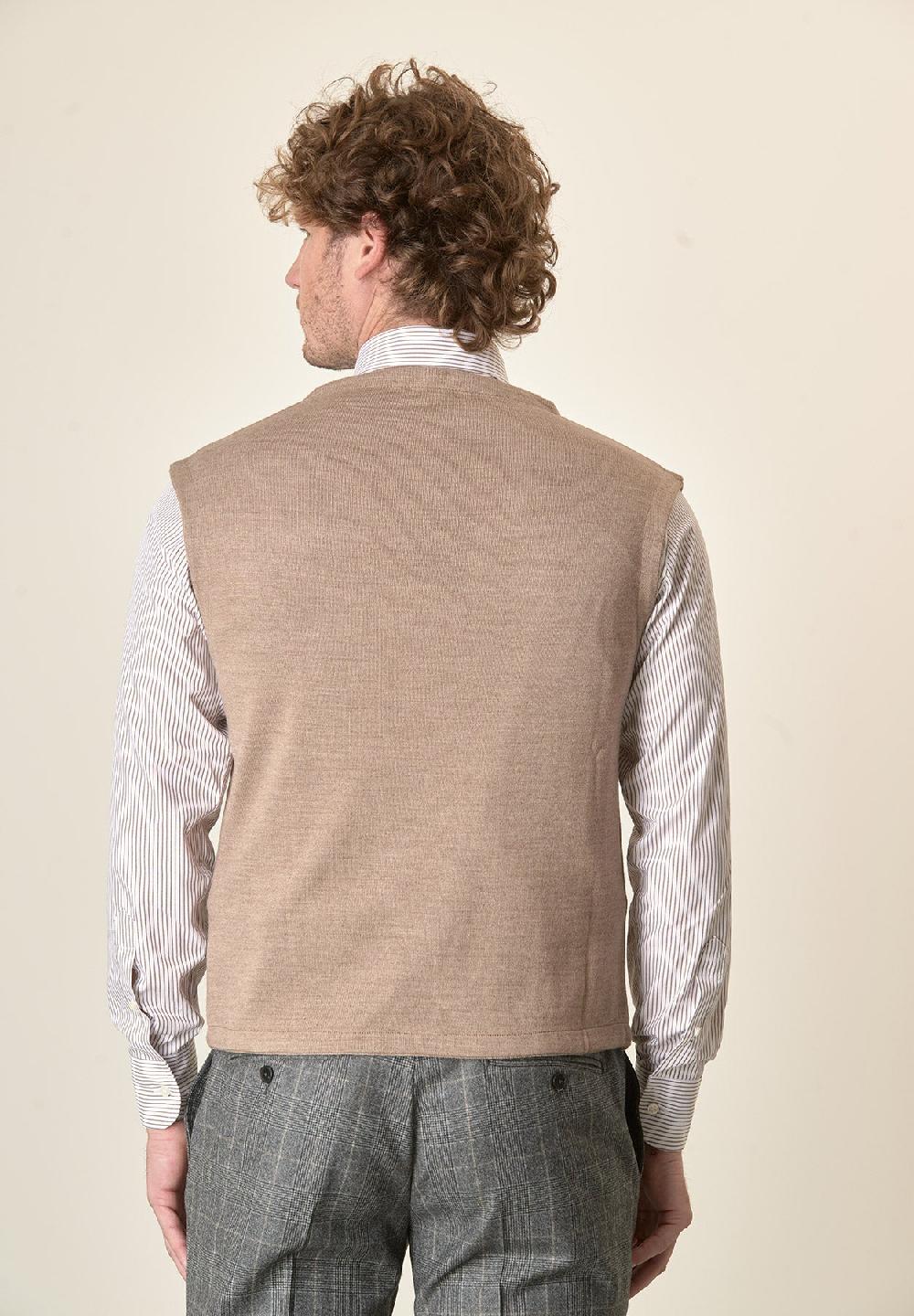 Angelico Gilet beige doppiopetto misto lana Black Friday