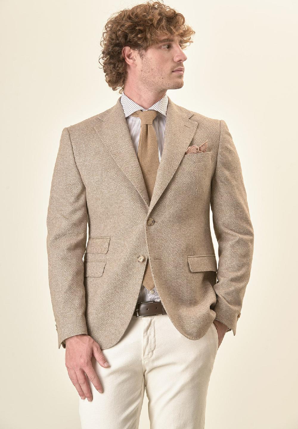 Angelico Giacca beige knickerbocker misto lana custom fit Offerta per la Festa della Mamma