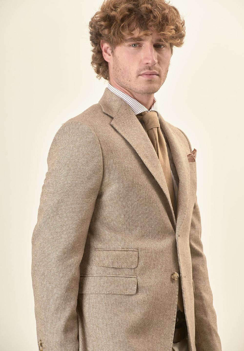Angelico Giacca beige knickerbocker misto lana custom fit Offerta per la Festa della Mamma