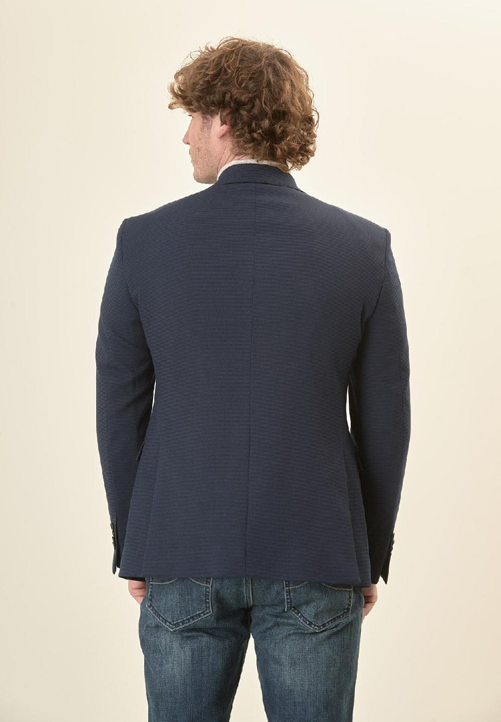 Angelico Giacca blu jersey armaturato custom fit Offerta San Valentino
