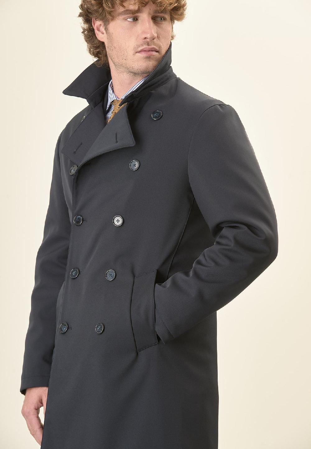 Angelico Trench blu doppiopetto con cintura Offerta Anniversario