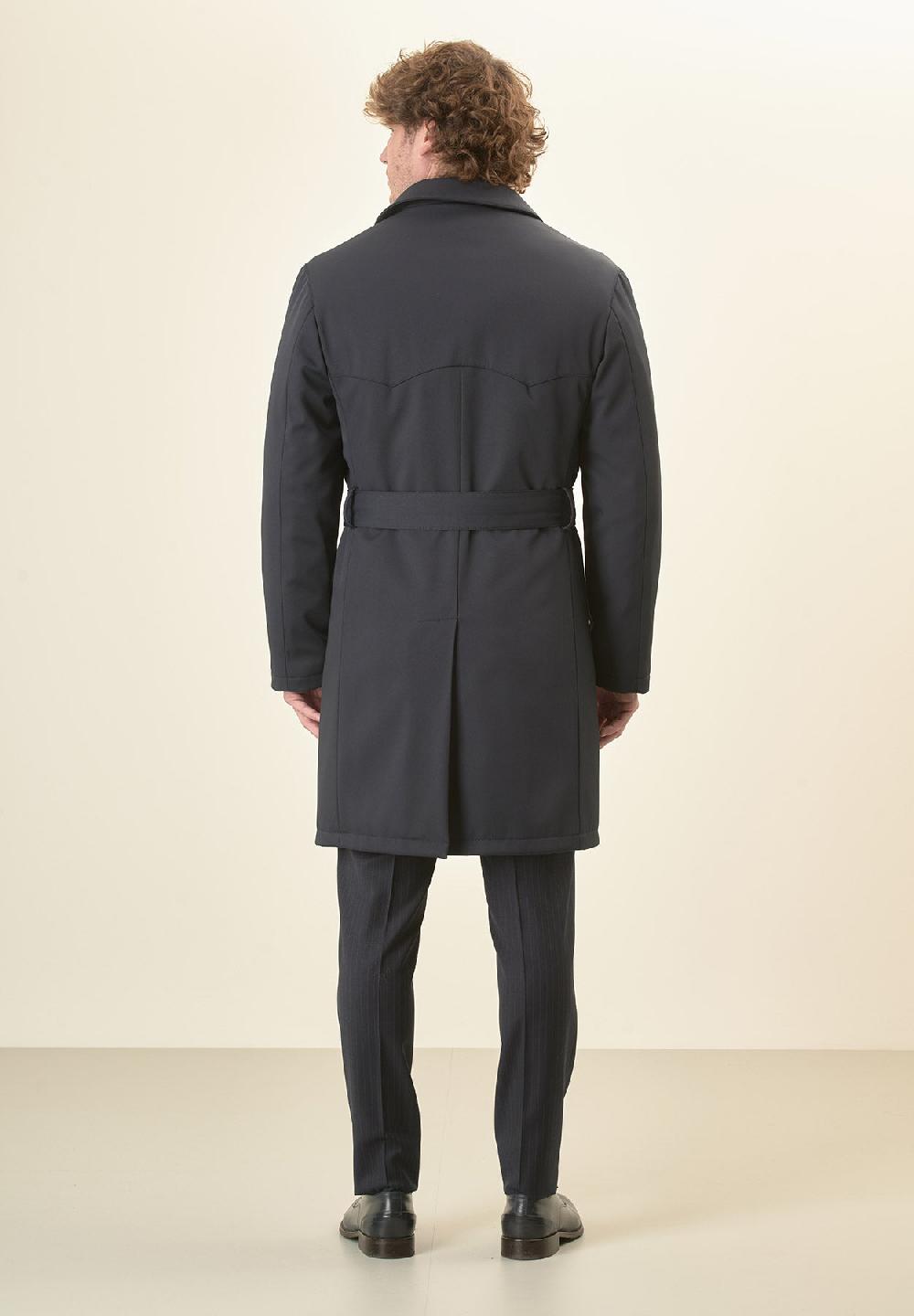 Angelico Trench blu doppiopetto con cintura Offerta Anniversario
