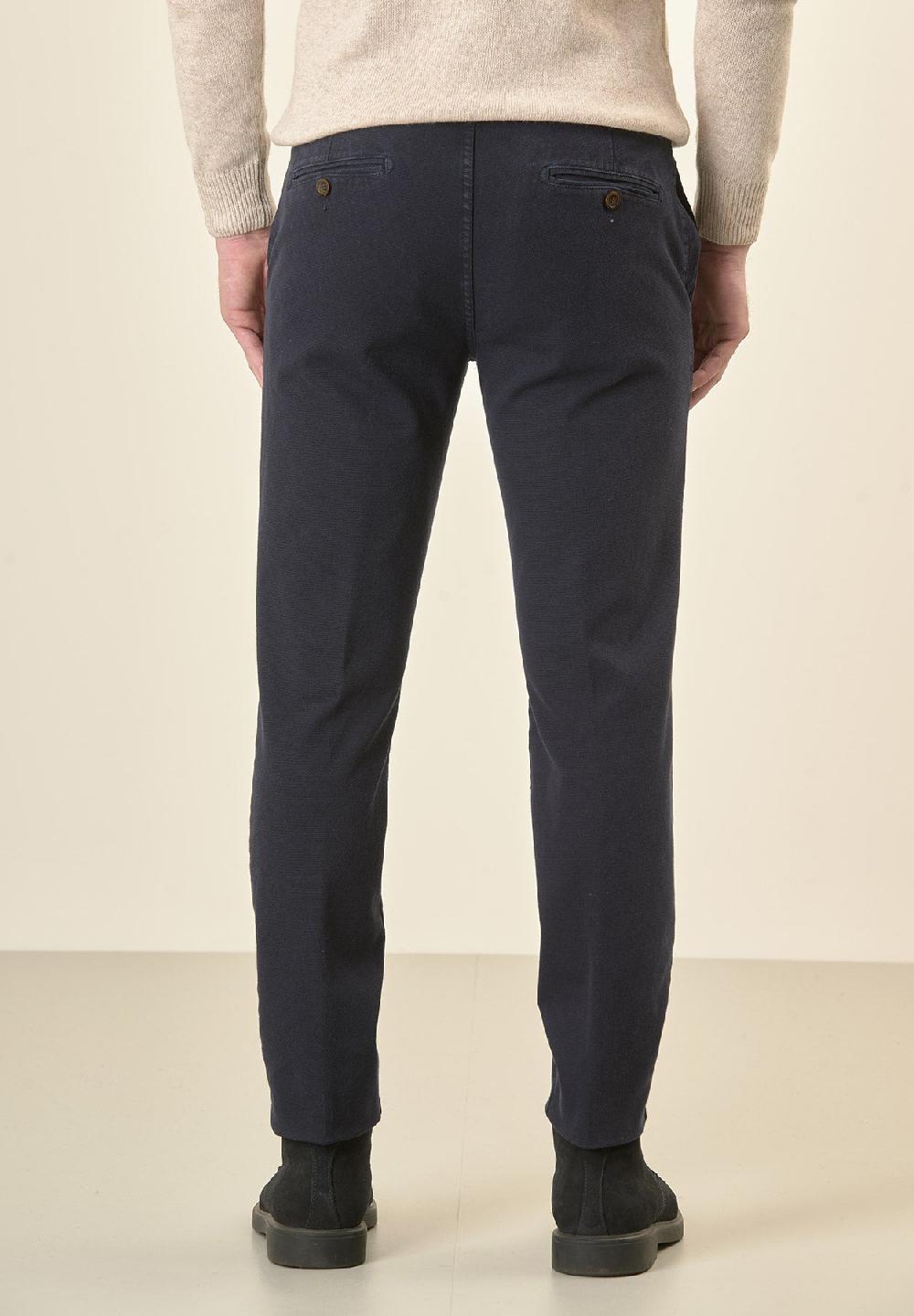 Angelico Pantalone blu microstruttura cotone stretch slim fit Offerta temporanea
