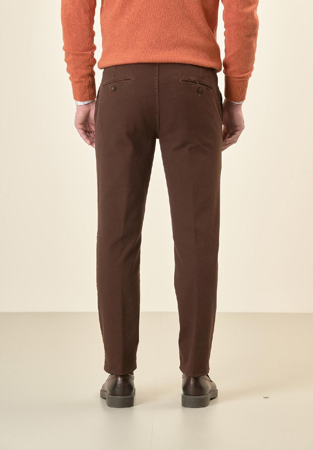 Angelico Pantalone marrone microstruttura cotone stretch slim fit Offerte esclusive