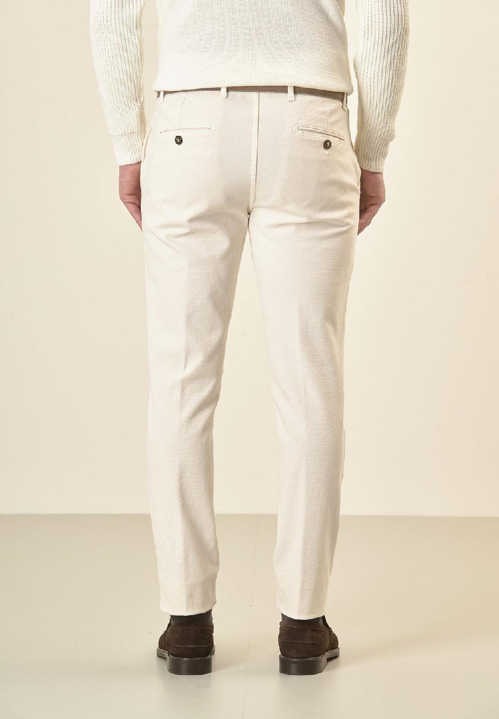 Angelico Pantalone panna microstruttura cotone stretch slim fit Lightning offer