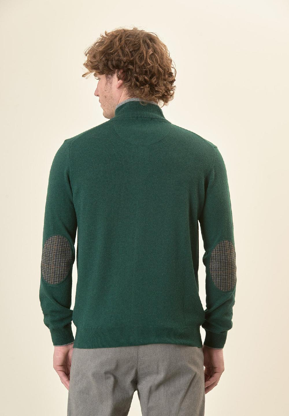 Angelico Giacca zip verde toppe misto cashmere Nuovi prodotti