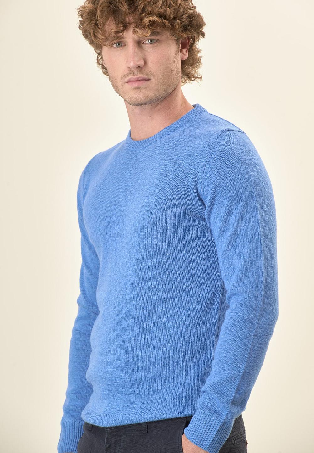 Angelico Girocollo azzurro misto cashmere Super Saving Price