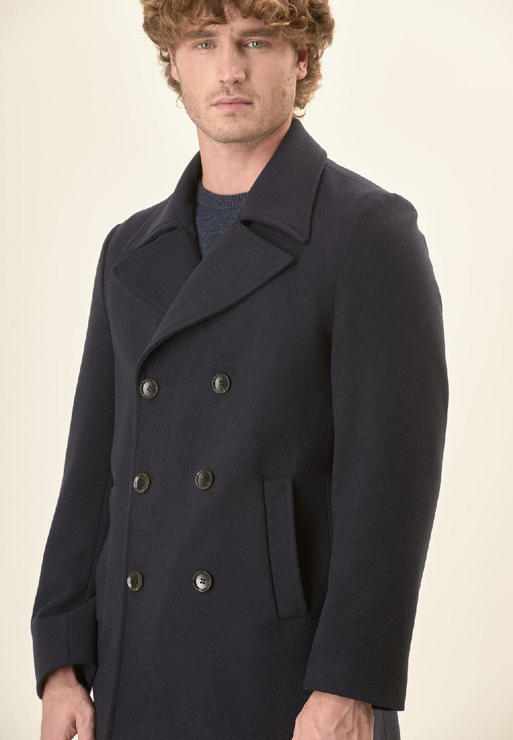 Angelico Peacoat blu doppiopetto misto lana Offerta settimanale