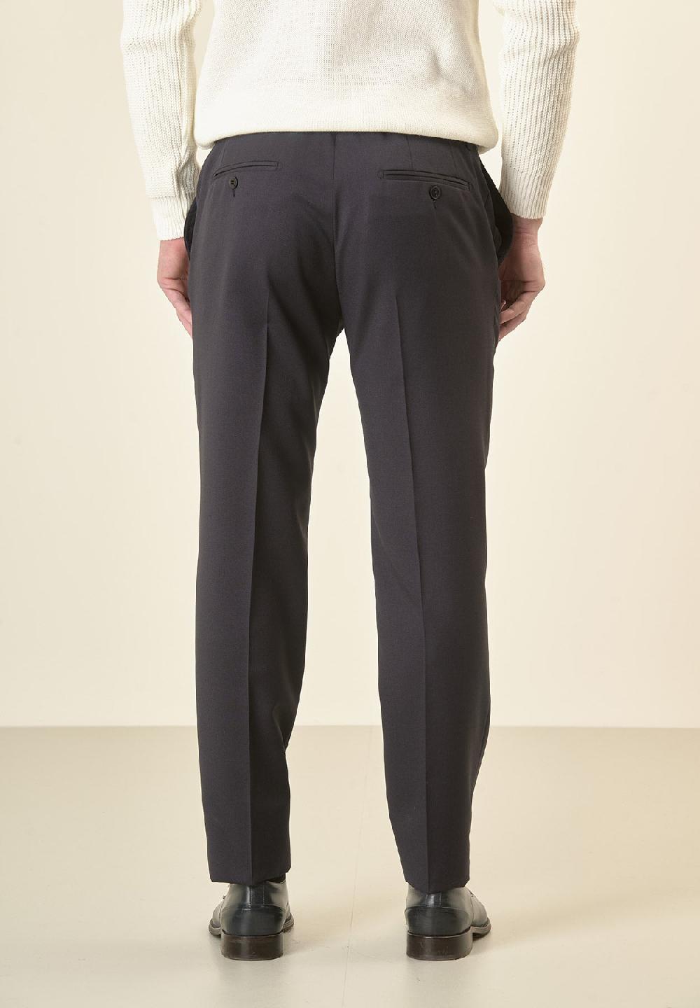 Angelico Pantalone blu sallia lana vergine stretch custom fit Ritorno libero