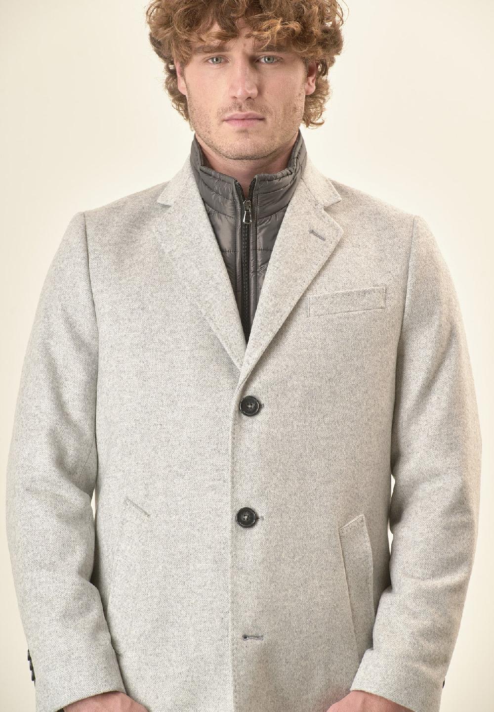 Angelico Cappotto grigio misto cashmere resca pettorina staccabile Rilascio limitato