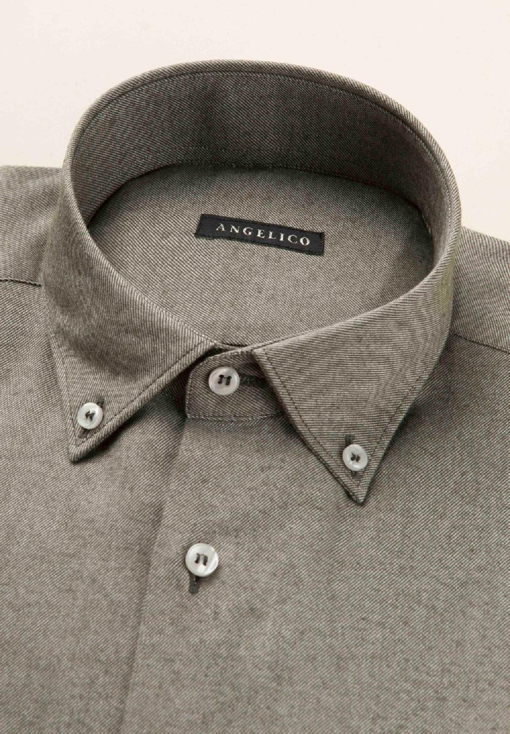 Angelico Camicia verde flanella cotone regular fit Ultimo giorno