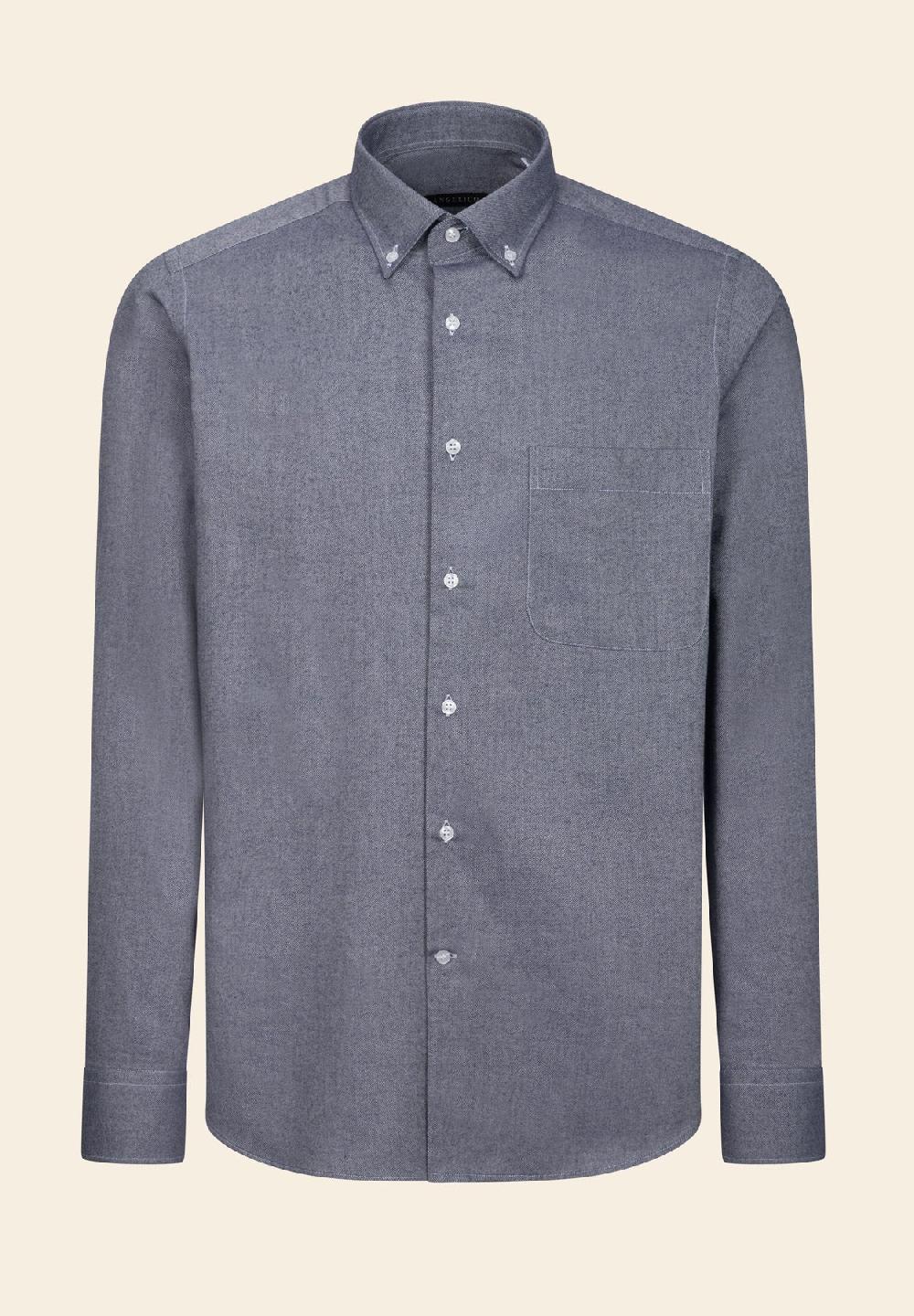 Angelico Camicia blu flanella taschino cotone regular fit Promozione temporanea