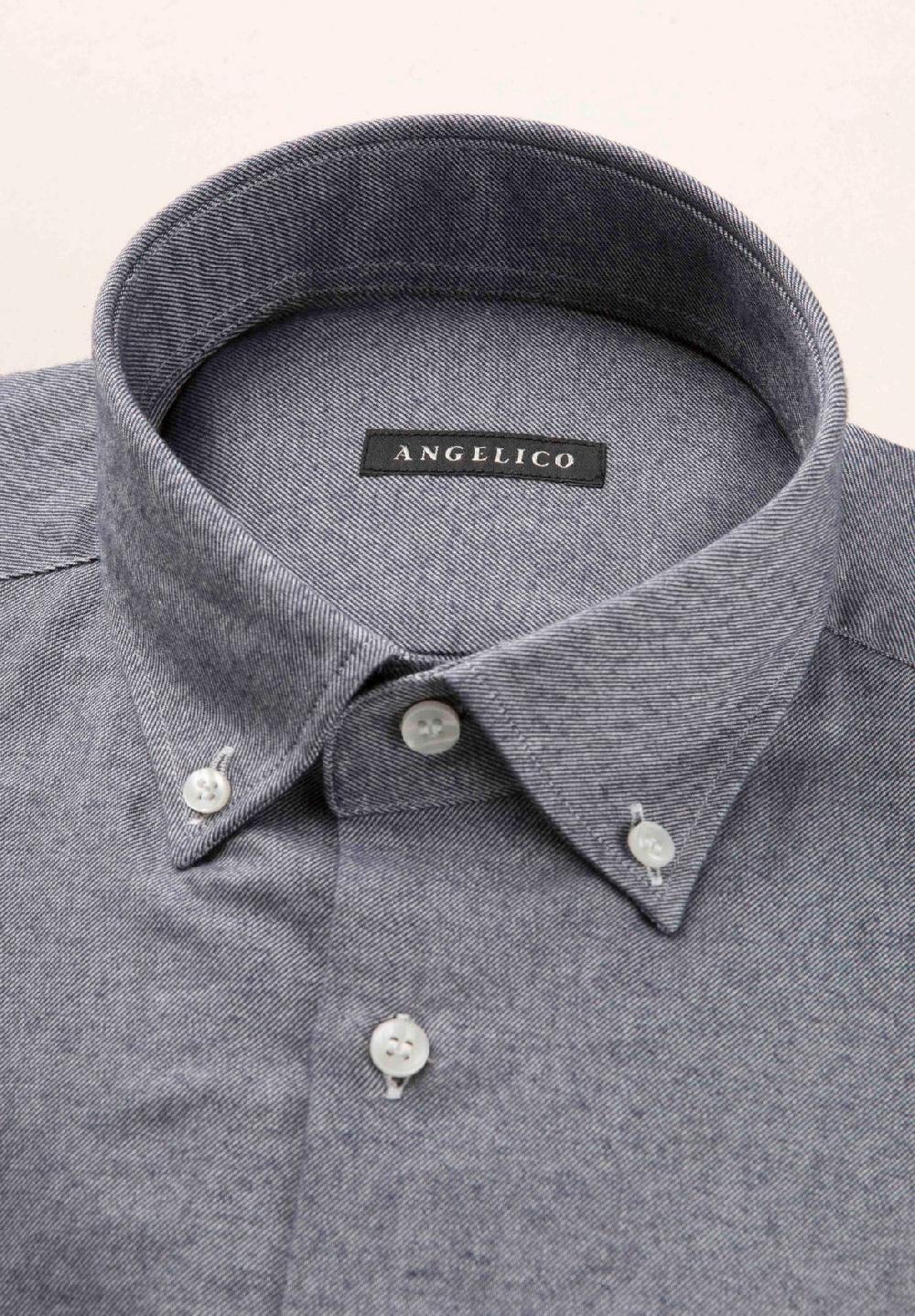 Angelico Camicia blu flanella taschino cotone regular fit Promozione temporanea