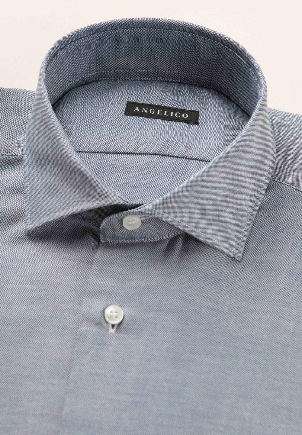 Angelico Camicia blu oxford cotone slim fit Fino al 65% di sconto