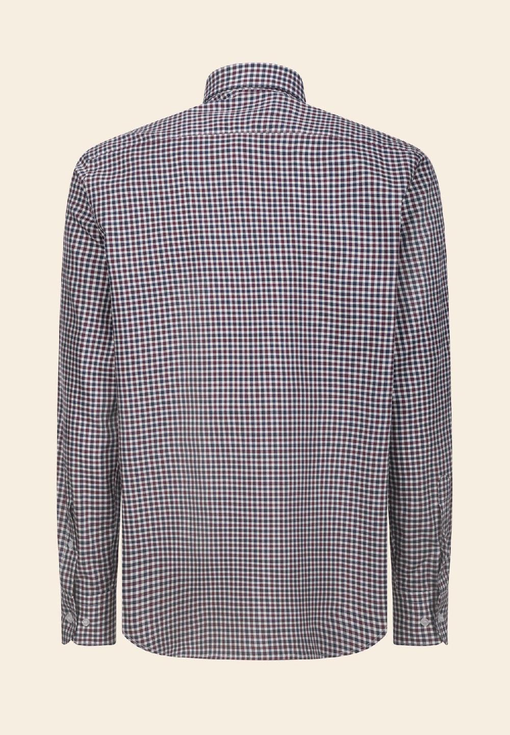 Angelico Camicia blu bordeaux quadretto cotone regular fit Offerta speciale della fabbrica