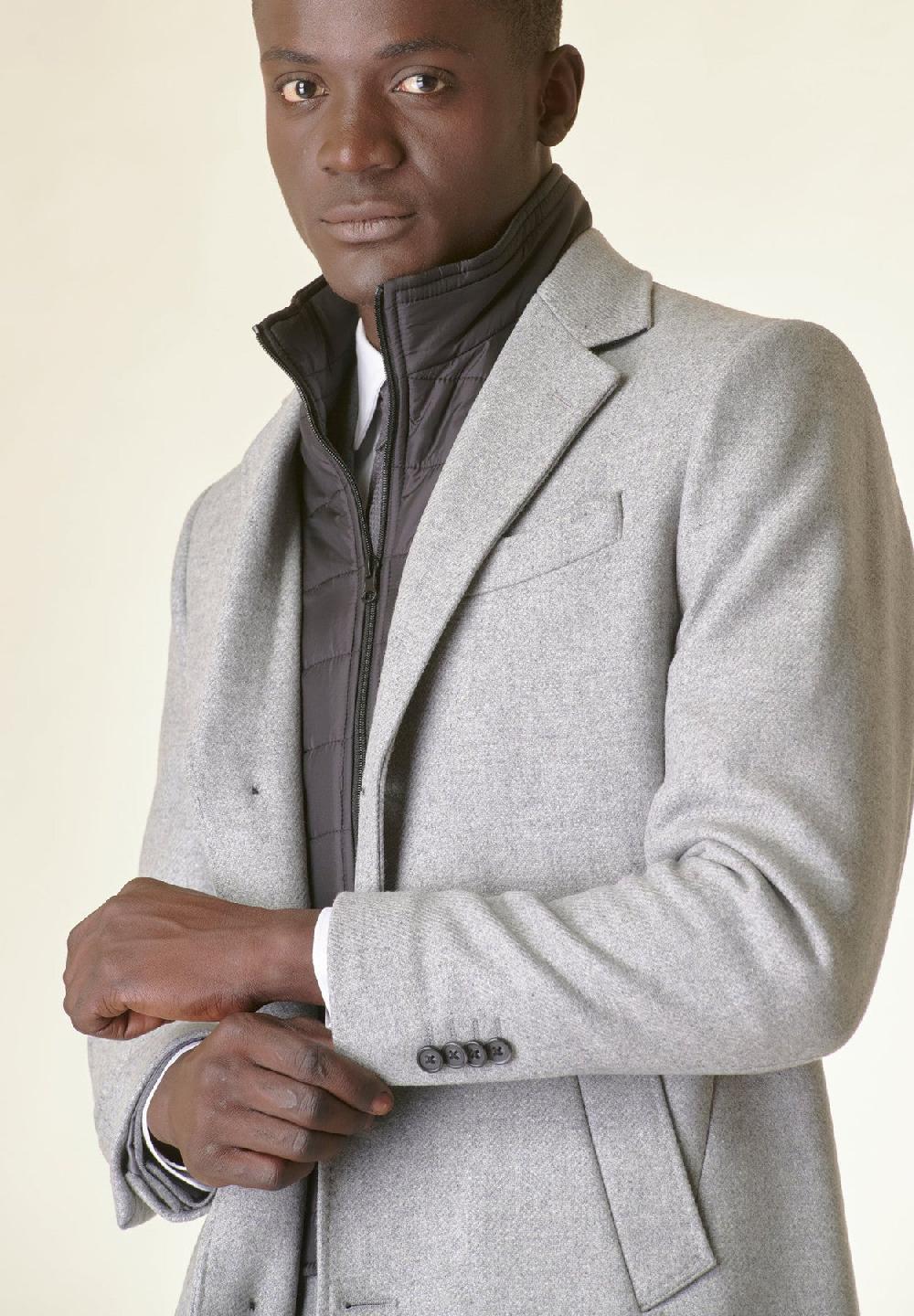 Angelico Cappotto grigio melange lana Enormi sconti