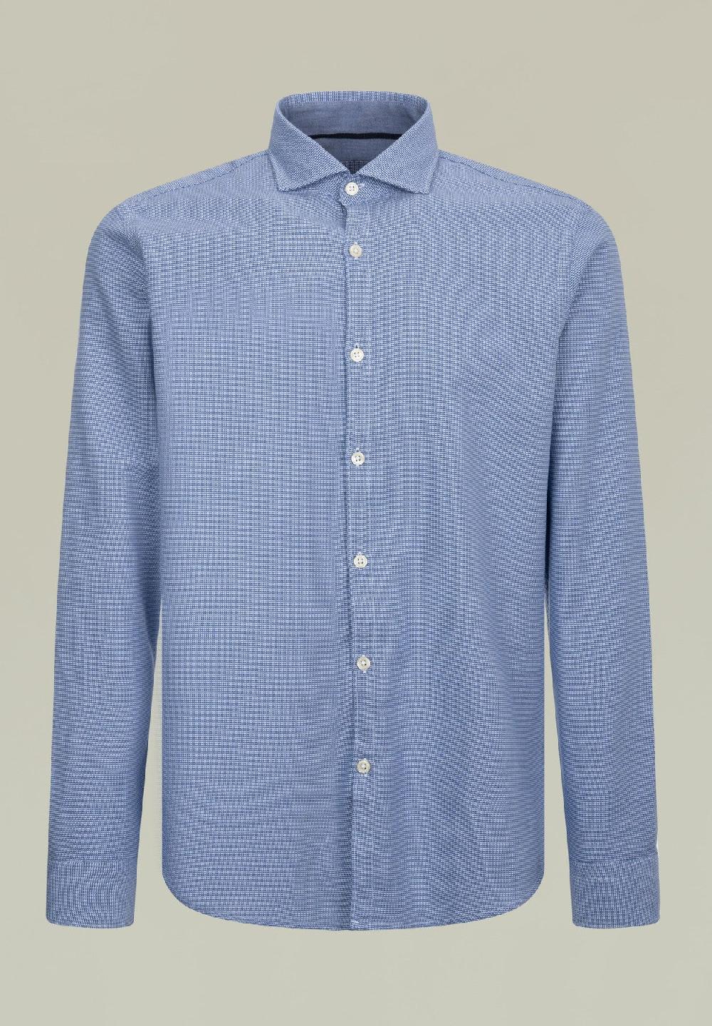 Angelico Camicia azzurra microdisegno jacquard regular fit 50% di sconto con spedizione gratuita