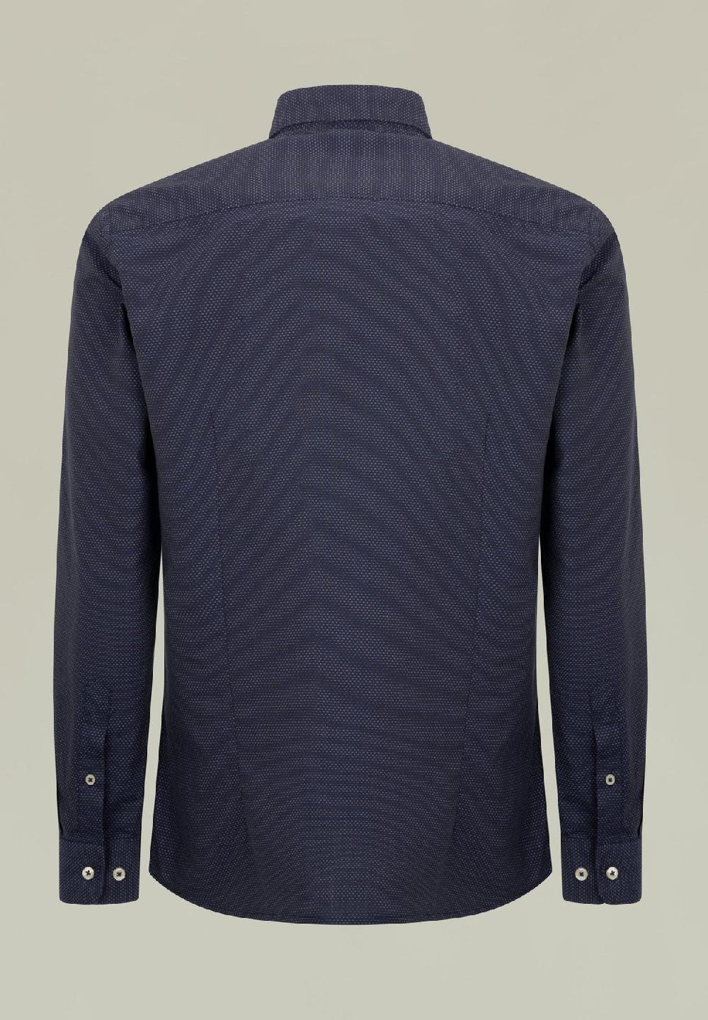 Angelico Camicia blu microdisegno jaquard regular fit Trasporto libero internazionale
