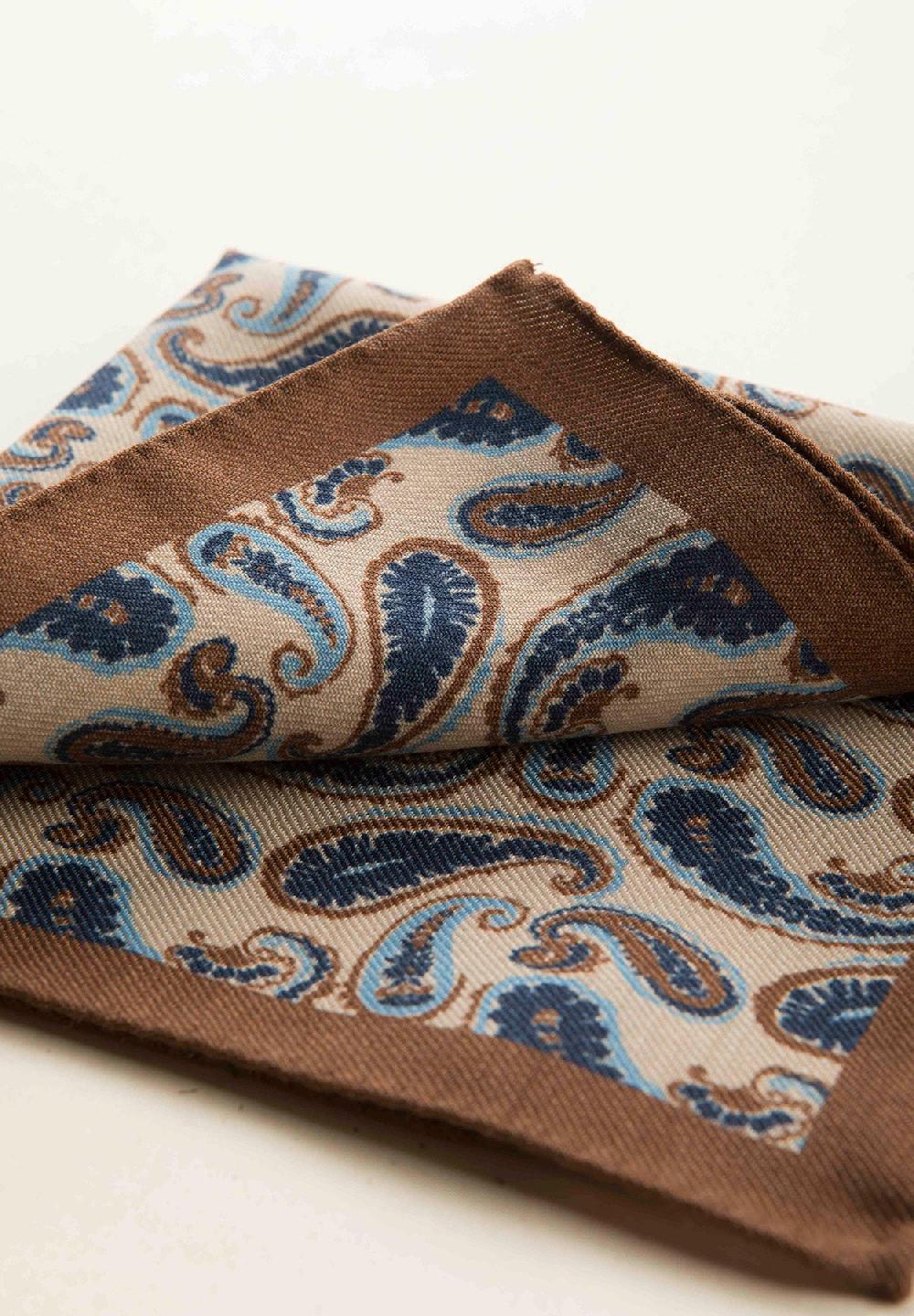 Angelico Pochette beige blu fantasia cashmere lana Duty-free